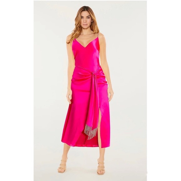 Cinq a Sept kalena Hot Pink Silk Slip Draped Midi Dress Rhinestone Straps  is available for purchase on au PAY Market - Imported Goods Online Store  Co.Ltd. | au PAY Market -